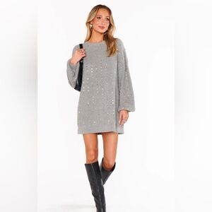 SHOW ME YOUR MUMU | Social Dress | Grey Sequin Knit Mini Dress | XS | NWT